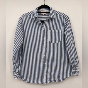 Sézane Blue & White Striped Linen Cotton Button Down Shirt EU 32 XS